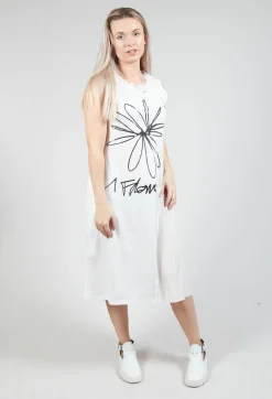 Flower Print Graphic Dress in White Print