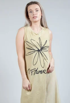 Flower Print Graphic Dress in Wax Flock Cloud
