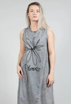 Flower Print Graphic Dress in C.coal 70% Flock Cloud