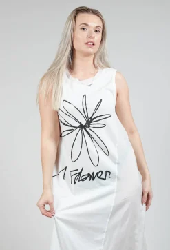 Flower Print Graphic Dress in White Print
