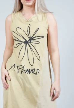 Flower Print Graphic Dress in Wax Flock Cloud