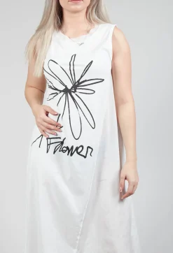Flower Print Graphic Dress in White Print