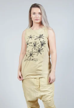 Flower Print Graphic Vest in Wax Flock Cloud