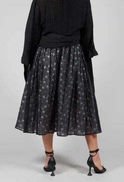 Flower Print Midi Skirt in Black