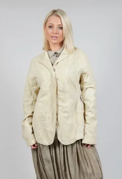 Flower Print Open Jacket in Wax Flock Cloud