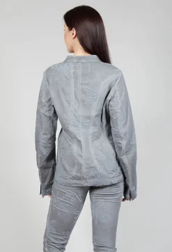Flower Print Open Jacket in C.Coal 70% Flock Cloud