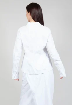 Flower Print Open Jacket in White Flock Print