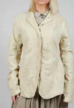 Flower Print Open Jacket in Wax Flock Cloud