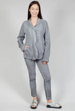 Flower Print Open Jacket in C.Coal 70% Flock Cloud