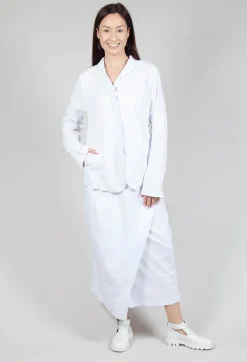Flower Print Open Jacket in White Flock Print