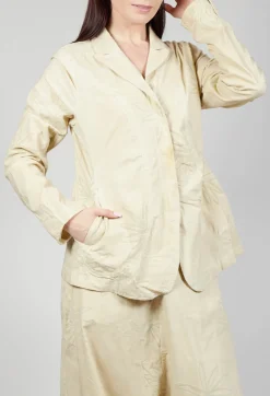 Flower Print Open Jacket in Wax Flock Cloud