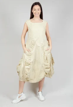 Flower Print Ruched Dress in Wax Flock Cloud