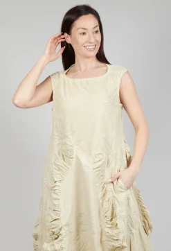 Flower Print Ruched Dress in Wax Flock Cloud