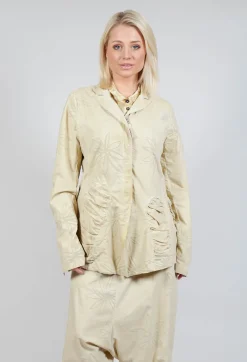 Flower Print Ruched Jacket in Wax Flock Cloud
