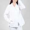 Flower Print Ruched Jacket in White Flock Print