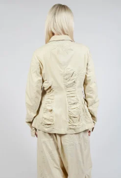 Flower Print Ruched Jacket in Wax Flock Cloud