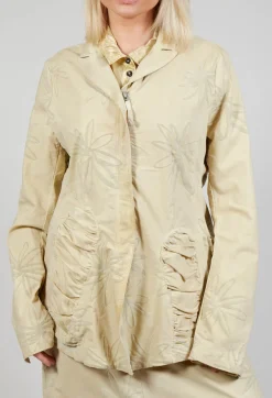 Flower Print Ruched Jacket in Wax Flock Cloud