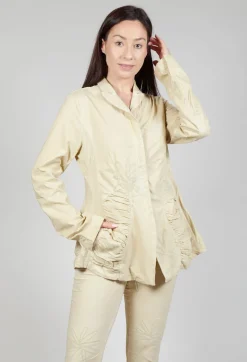 Flower Print Ruched Jacket in Wax Flock Cloud