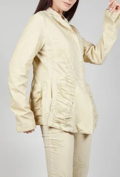 Flower Print Ruched Jacket in Wax Flock Cloud