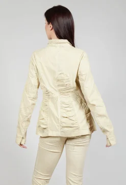 Flower Print Ruched Jacket in Wax Flock Cloud