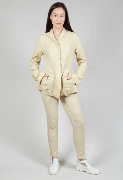 Flower Print Ruched Jacket in Wax Flock Cloud