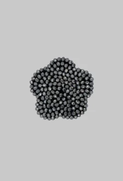 Flower Shape Beaded Accessory Patch in Silver