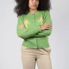 Fluffy Button Through Cardigan in Kiwi