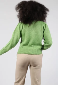 Fluffy Button Through Cardigan in Kiwi