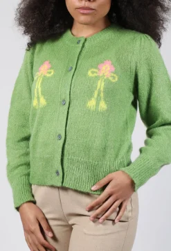 Fluffy Button Through Cardigan in Kiwi