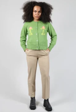 Fluffy Button Through Cardigan in Kiwi