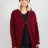Fold Over Beanie in Merlot and Black Stripe