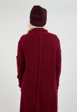 Fold Over Beanie in Merlot and Black Stripe