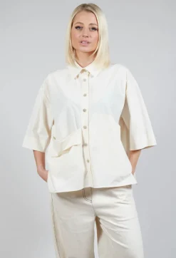 Folded Pocket Shirt in Off White