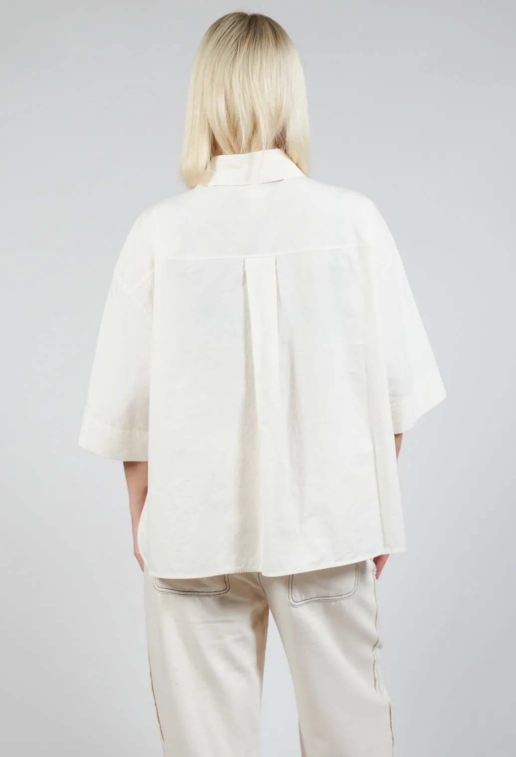 Folded Pocket Shirt in Off White