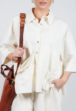 Folded Pocket Shirt in Off White