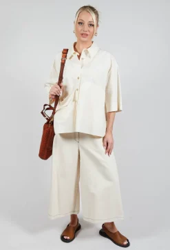 Folded Pocket Shirt in Off White