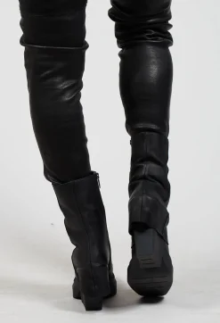 Foldover Heel Boot in Gasoline Nero