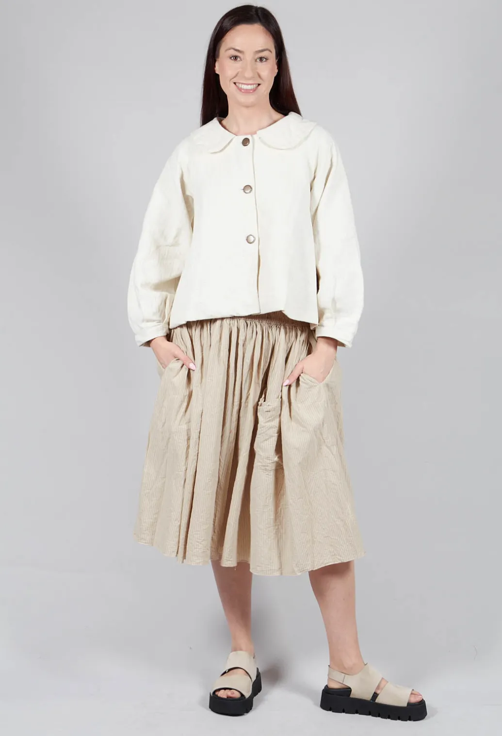 Framboise Skirt in Striped Linen