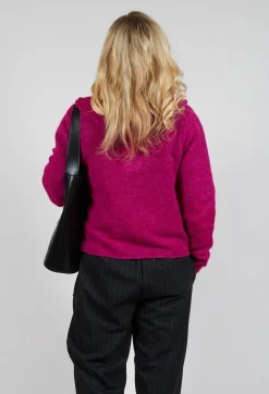 Frill Knit Cardigan in Magenta