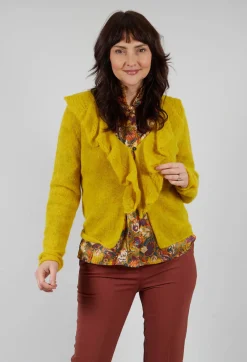 Frill Knit Cardigan in Yellow