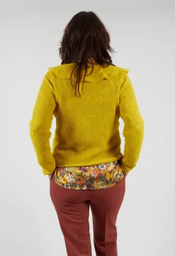 Frill Knit Cardigan in Yellow