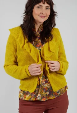 Frill Knit Cardigan in Yellow