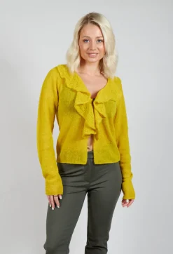 Frill Knit Cardigan in Yellow