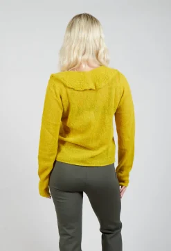 Frill Knit Cardigan in Yellow