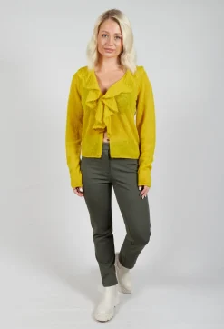Frill Knit Cardigan in Yellow
