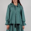 Frill Neck Blouse in Sage Green