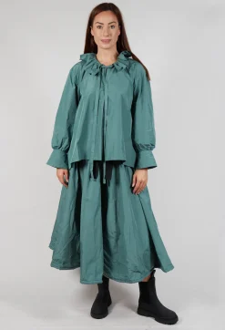 Frill Neck Blouse in Sage Green