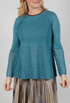 Frill Top Key Jumper in Celeste