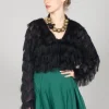 Fringe Cropped Jacket in Nero