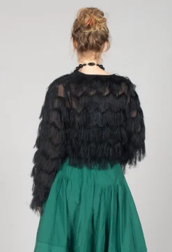 Fringe Cropped Jacket in Nero